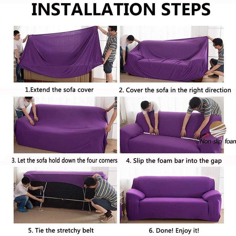 L-Shaped Stretch Sofa Cover - Non-Slip Sectional Couch Slipcover with Printed Pattern, Wrinkle Resistant Furniture Protector for Couches & Chairs (Fits 35