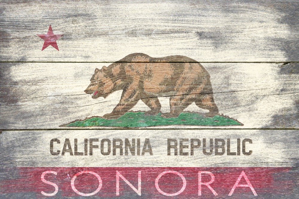 Rustic California State Flag Art Print - 24x36 Signed Wall Decor Poster | Sonora, California Inspired | Perfect for Home, Office & Cabin Decor