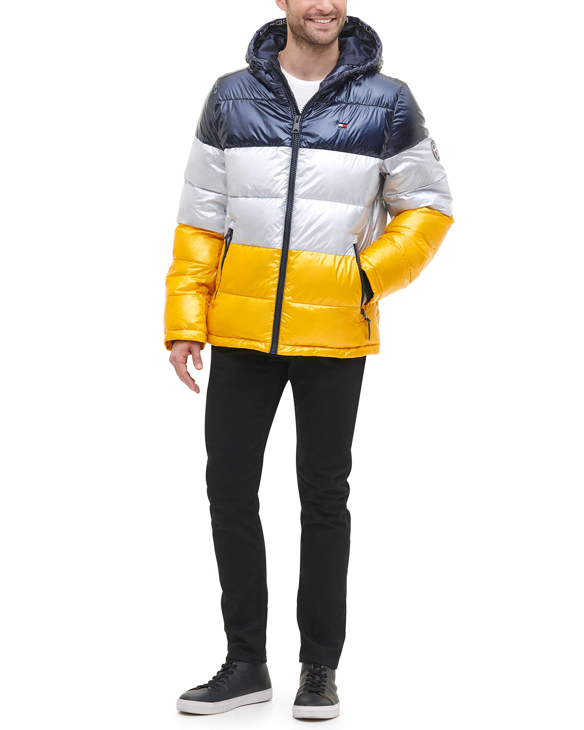 Tommy Hilfiger Men's Hooded Puffer Jacket for Winter - Lightweight Warm Quilted Coat (Standard & Big & Tall Sizes) | Outdoor Activities, Casual Wear & Cold Weather Protection