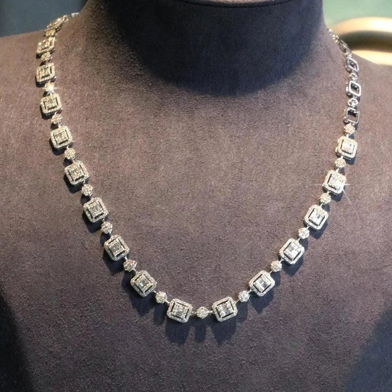 18K White Gold Diamond Necklace for Women - 5.0 Carat Real Natural Diamond Pendant with Adjustable Chain | Luxury Gift for Anniversary, Wedding, Senior Banquet & Special Occasions