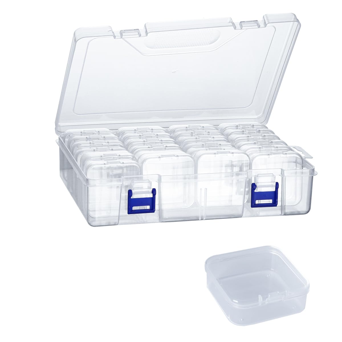 24-Piece Bead Organizer Box with Lids - Clear Plastic Small Storage Containers for Jewelry Making, DIY Crafts, Sewing Supplies & Art Projects - Portable Rectangle Craft Case for Beads, Buttons, Threads