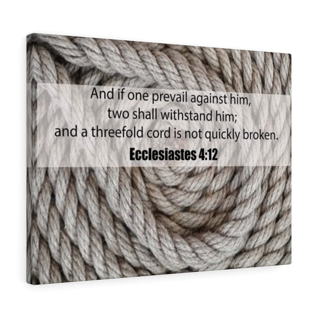 Christian Wall Art Bible Verse Print - Ecclesiastes 4:12 Threefold Cord Scripture - Ready to Hang Inspirational Home Decor for Living Room, Bedroom & Church