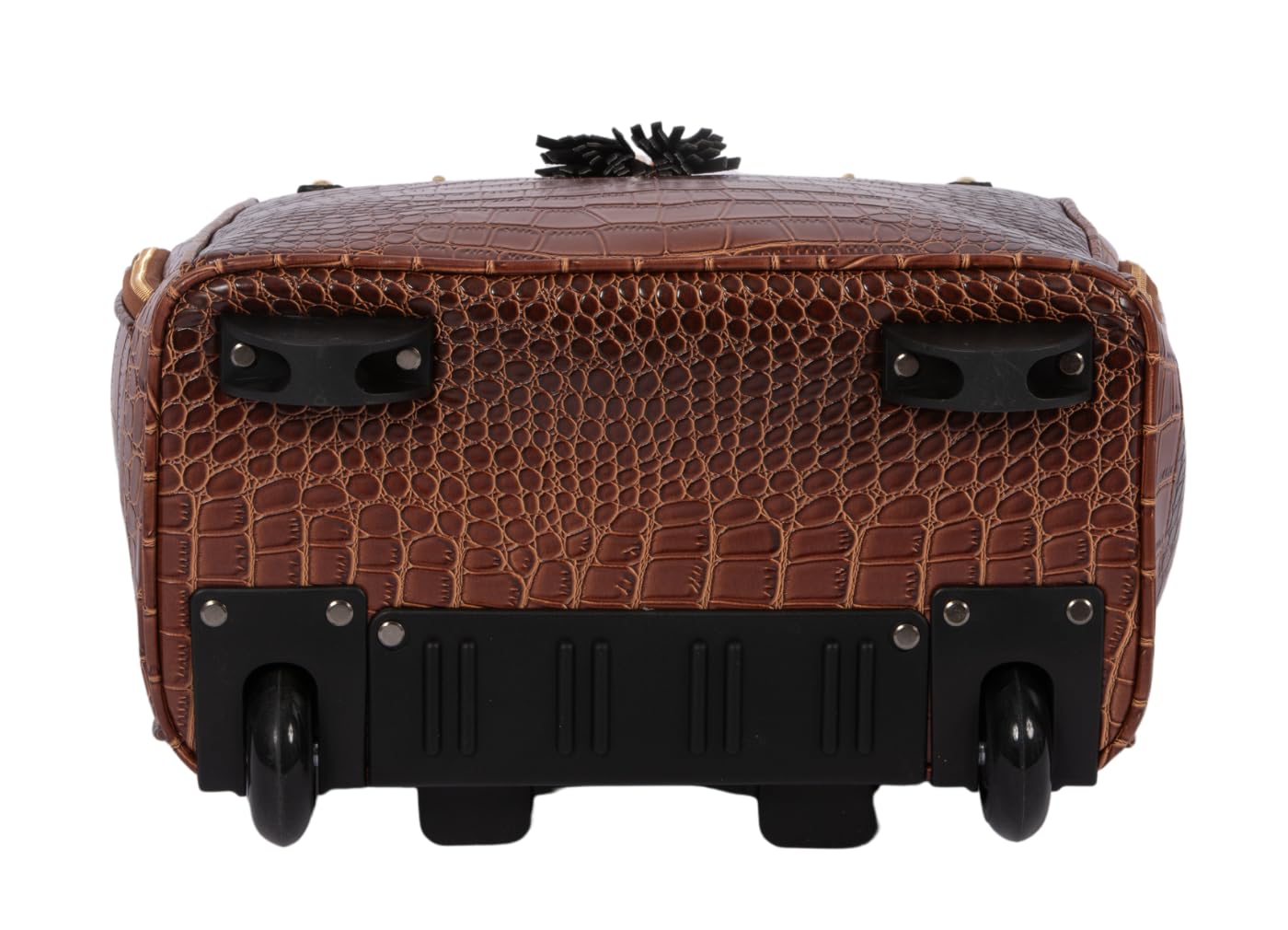 Stylish Women's Rolling Laptop Bag - Compact Brown Alligator Print Tote with Wheels for 13