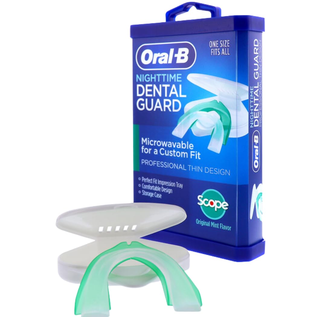Oral-B Nighttime Dental Guard for Teeth Grinding Protection - Custom Fit in Under 3 Minutes with Scope Mint Flavor - Perfect for Bruxism Relief While Sleeping