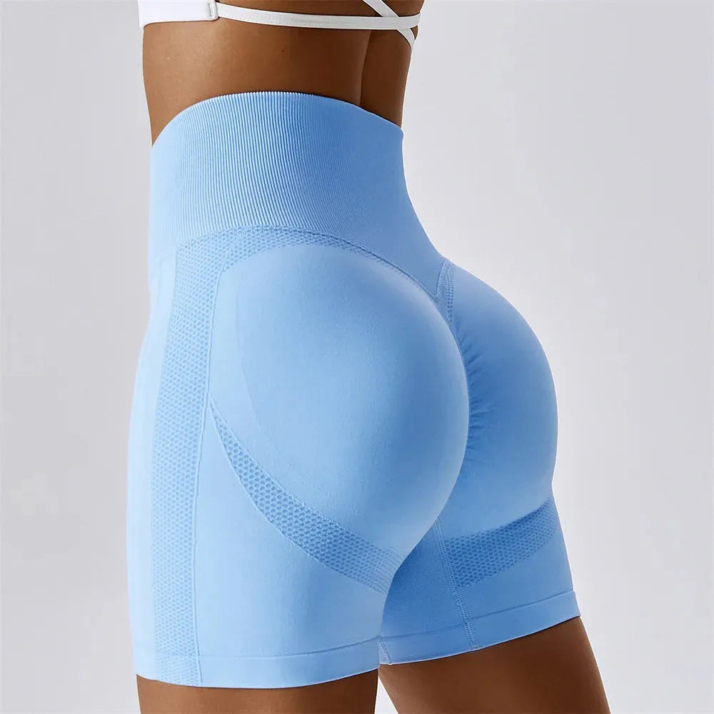High Waist Seamless Workout Shorts for Women - Push Up Booty Scrunch Biker Yoga Pants - Perfect for Gym, Running & Home Fitness