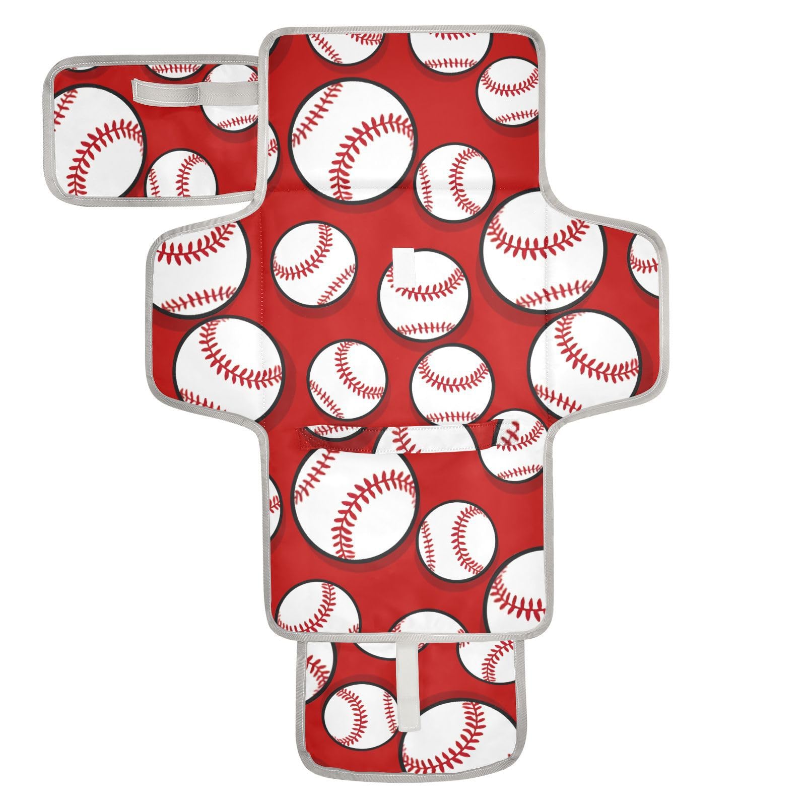 Portable Baby Changing Pad - Foldable Travel Changing Mat for Toddlers, Red Basketball Design, Ideal for Diaper Changes at Home & On-the-Go, Perfect Baby Shower Gift