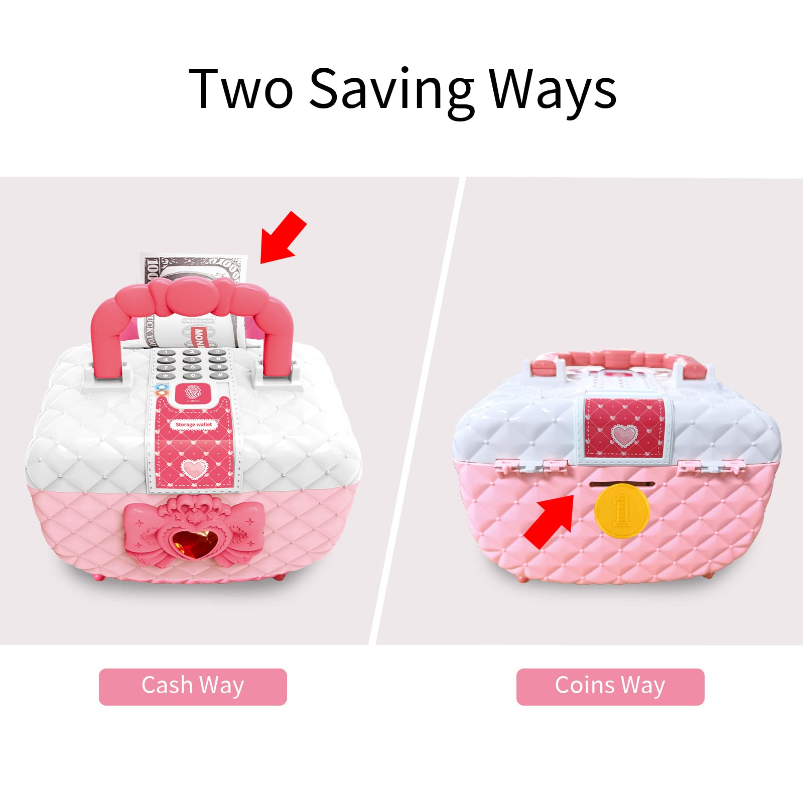 Pink Password Protected Piggy Bank for Girls - Secure Coin Money Storage Box - Perfect for Saving, Gifts & Kids' Financial Education