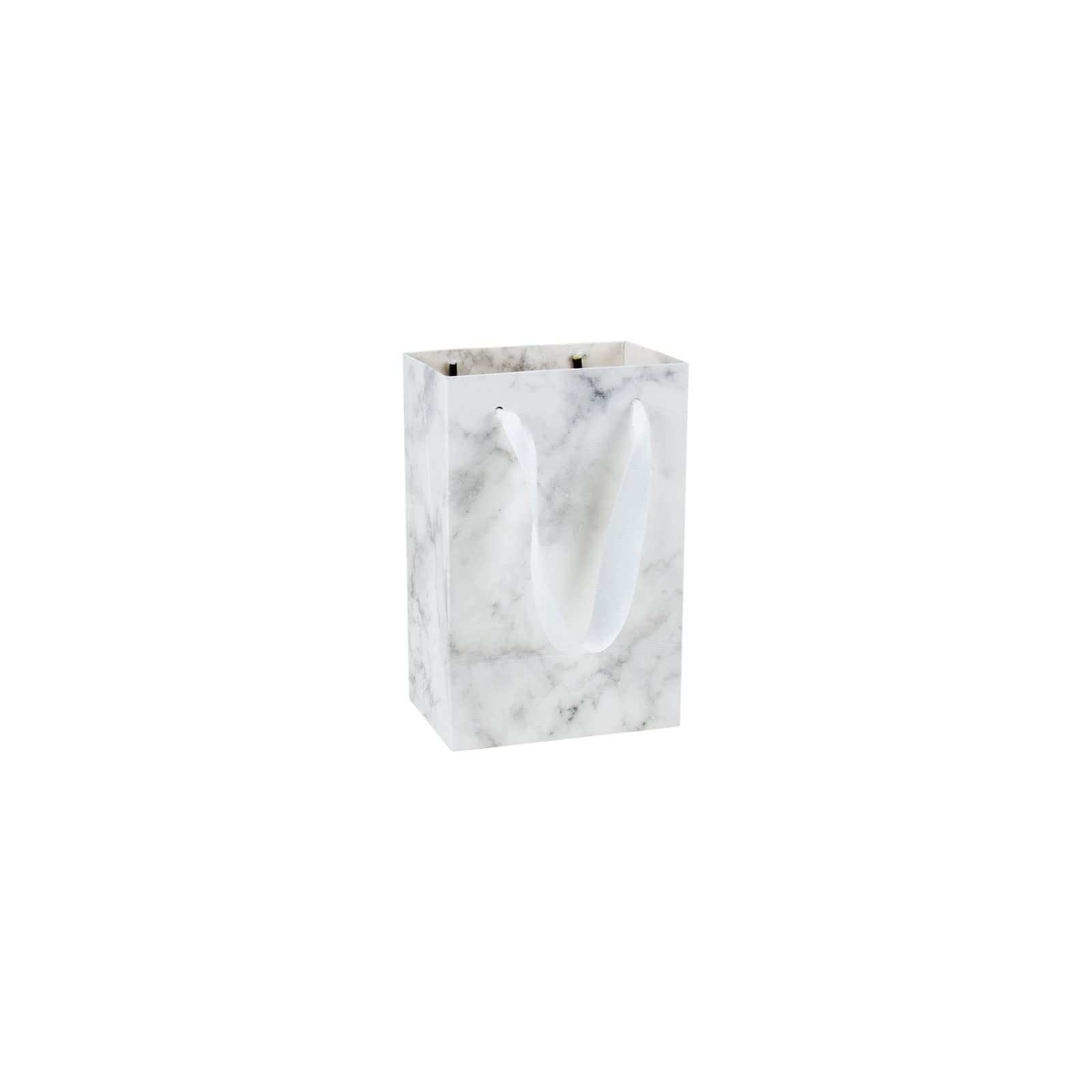 HUAPRINT 30 Pack Marble Paper Gift Bags with Handles - 5.25x3.75x8 Inch Small Shopping Bags for Clothes, Party Favors, Wedding, Retail & Merchandise Business - Elegant Craft Bags for Lunch, Bulk Packaging & Special Occasions