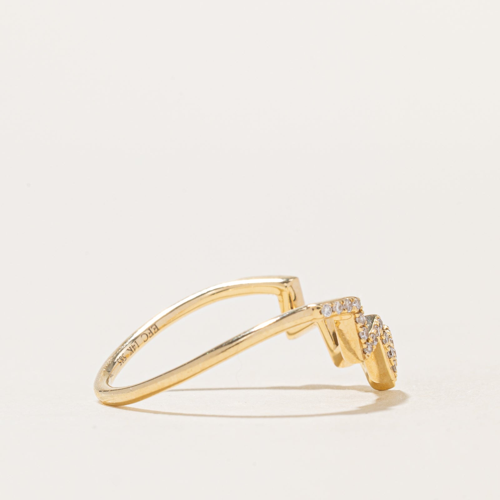 EF Collection Diamond Zigzag Contour Ring - 0.07 Carat Total Weight (ctw) | Size 7.25 | Elegant Stackable Ring for Women, Perfect for Weddings, Anniversaries & Everyday Wear