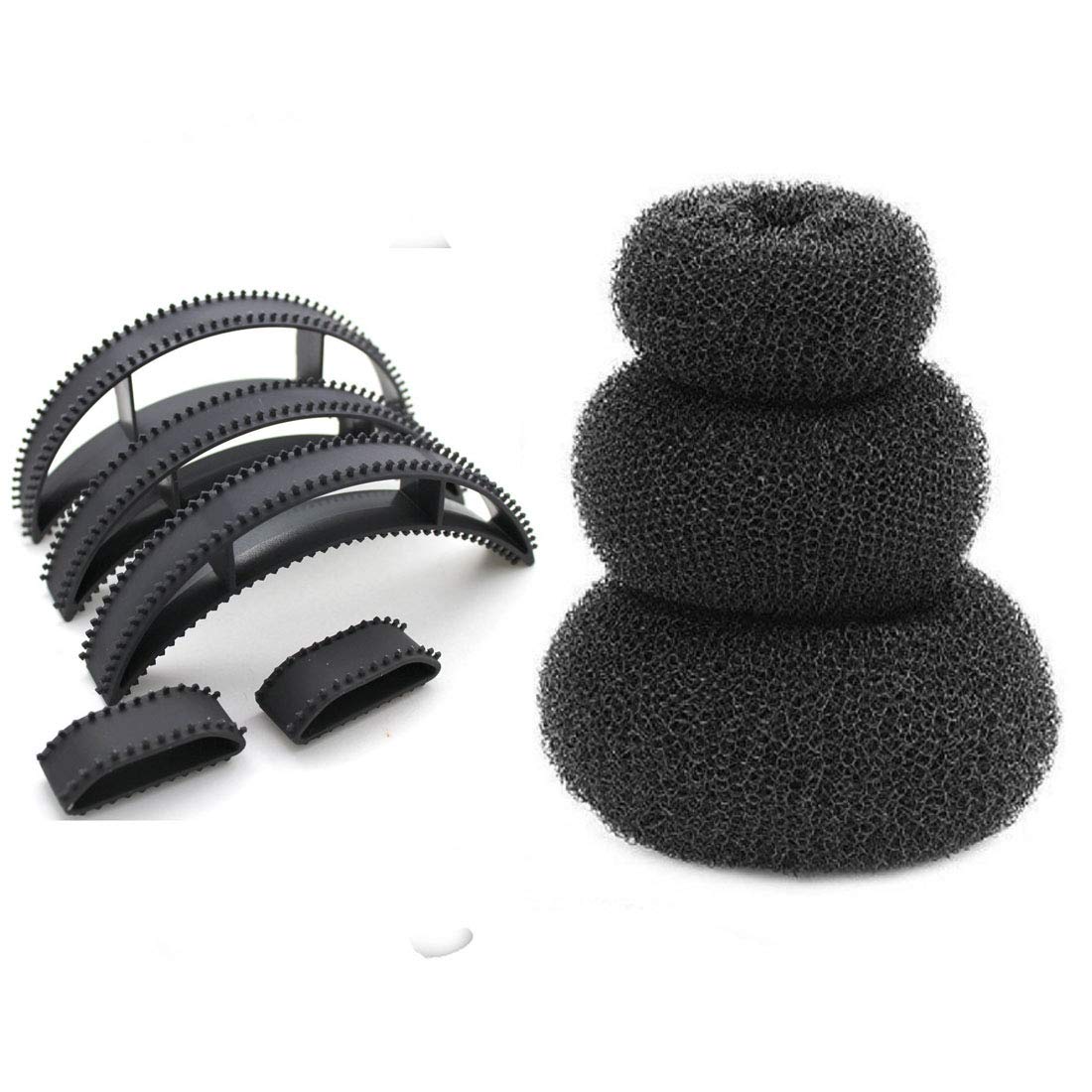Natth Set of 5 Bumpit Hair Volumizers with 3 Size Donut Bun Makers - Hair Styling Accessories for Women & Girls - Perfect for Parties, Weddings & Everyday Volume Boost