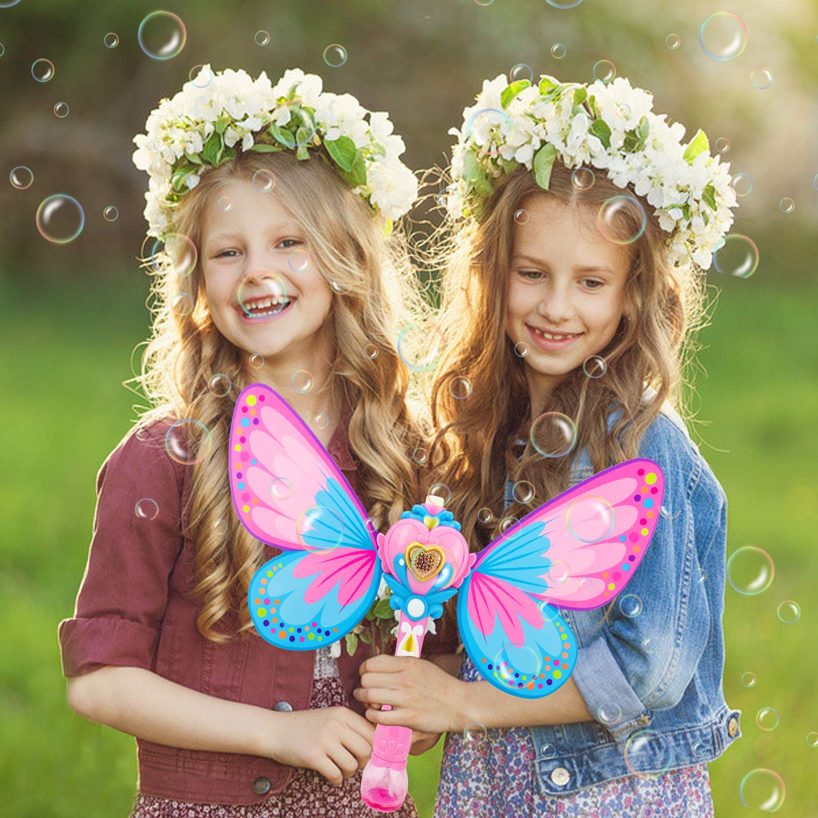 Butterfly Bubble Machine for Kids - Automatic Bubble Blower with Music & LED Lights, Includes 2 Bubble Refills - Perfect for Toddlers, Birthday Parties, Weddings, Outdoor & Indoor Play
