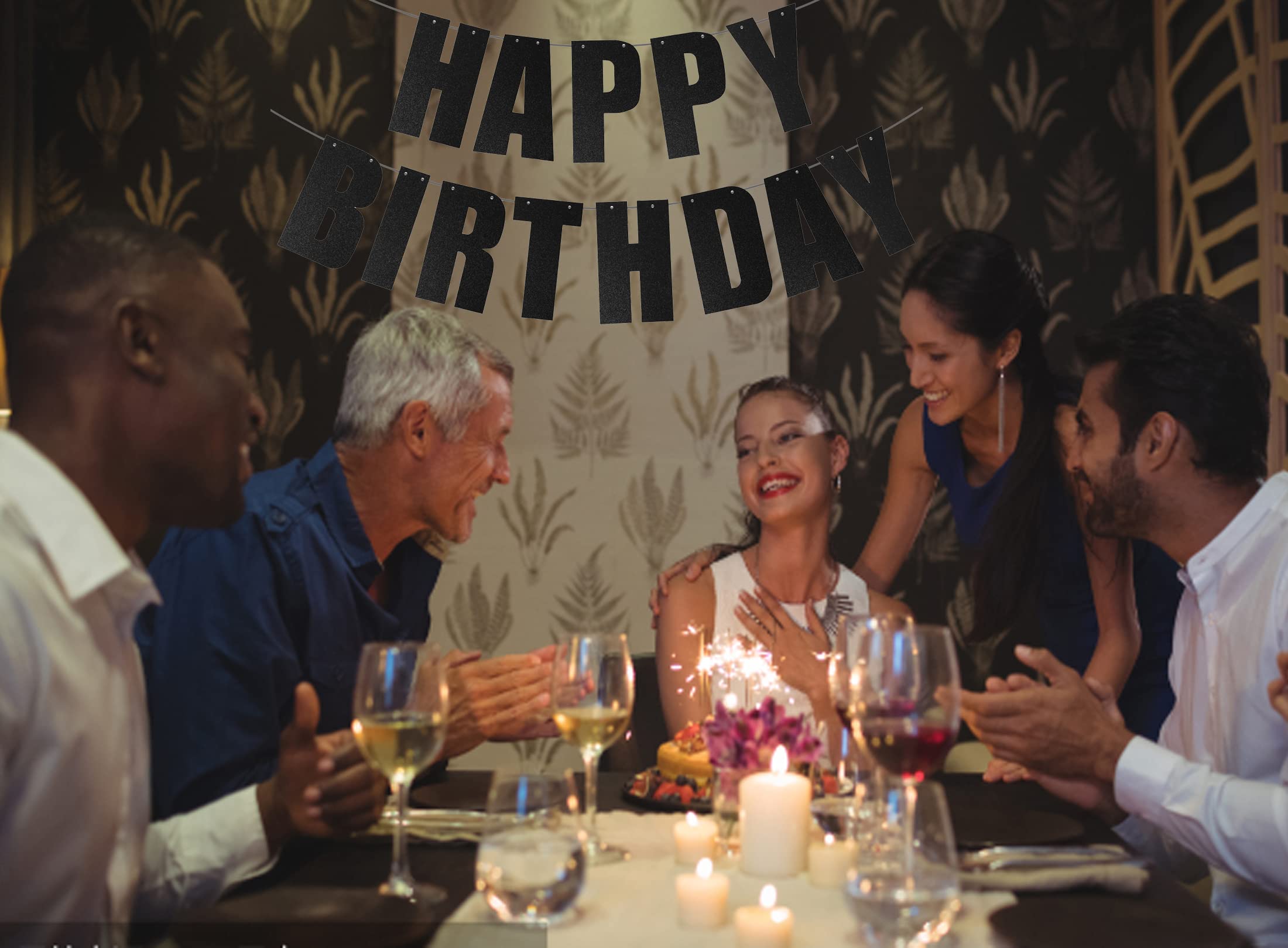 Black Happy Birthday Banner - Premium Party Decorations for Birthday Celebrations, Home & Office Decor - Perfect for Birthday Parties, Anniversaries, and Special Events
