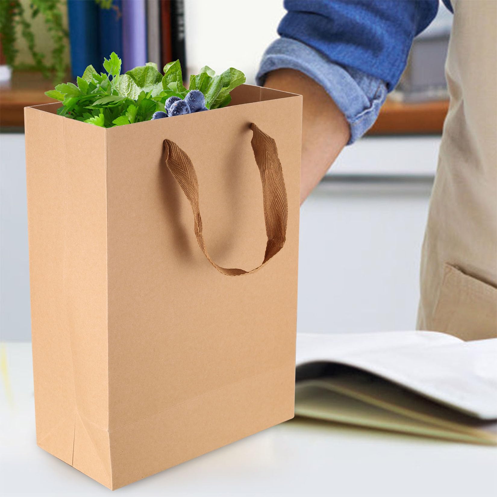 10 Pack Kraft Paper Gift Bags with Handles - Eco-Friendly Brown Shopping Bags for Retail, Small Business, Birthday Parties & Merchandise | Perfect for Party Favors, Boutique Packaging & Sustainable Shopping