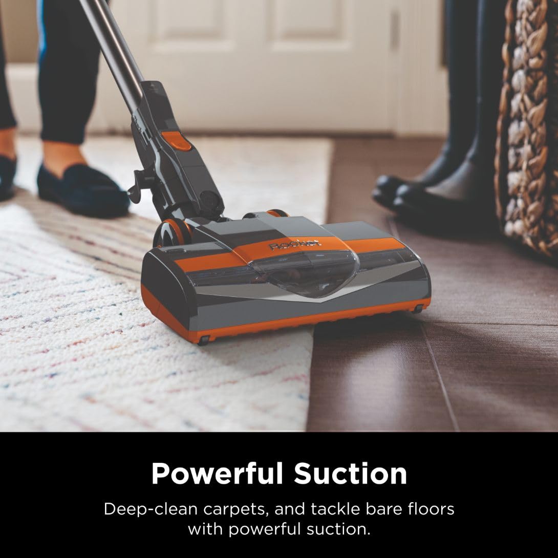 Shark Rocket HV301 Ultra-Light Corded Bagless Vacuum Cleaner for Carpet & Hard Floor - Powerful Suction, Swivel Steering, Gray/Orange - Perfect for Home, Apartment, Pet Hair & Car Cleaning