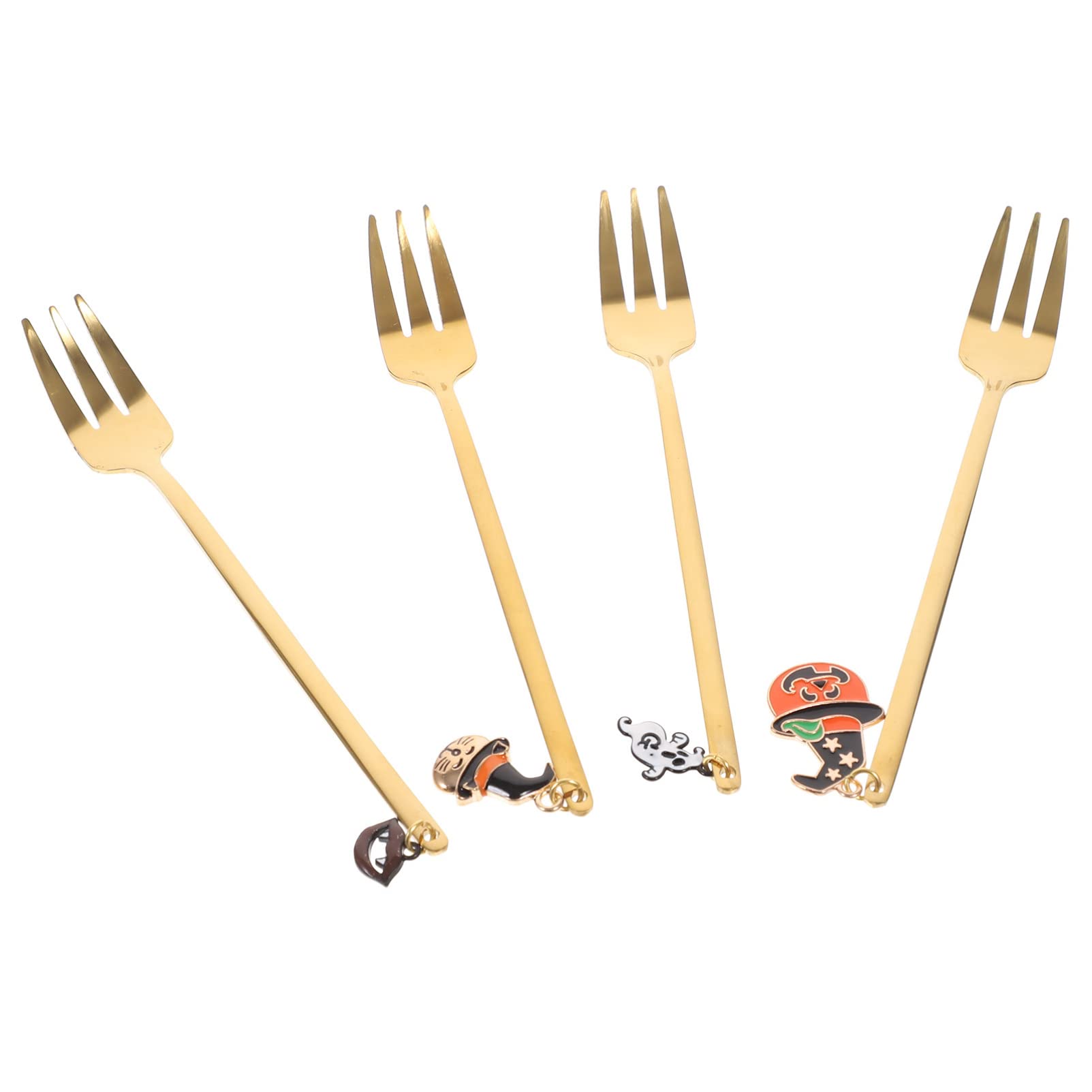 4-Piece Stainless Steel Fruit Forks Set - Elegant Appetizer & Dessert Forks for Parties, Halloween, Snacks, and Dinnerware - Perfect for Fruit Platters, Cheese Boards, and Dessert Tables