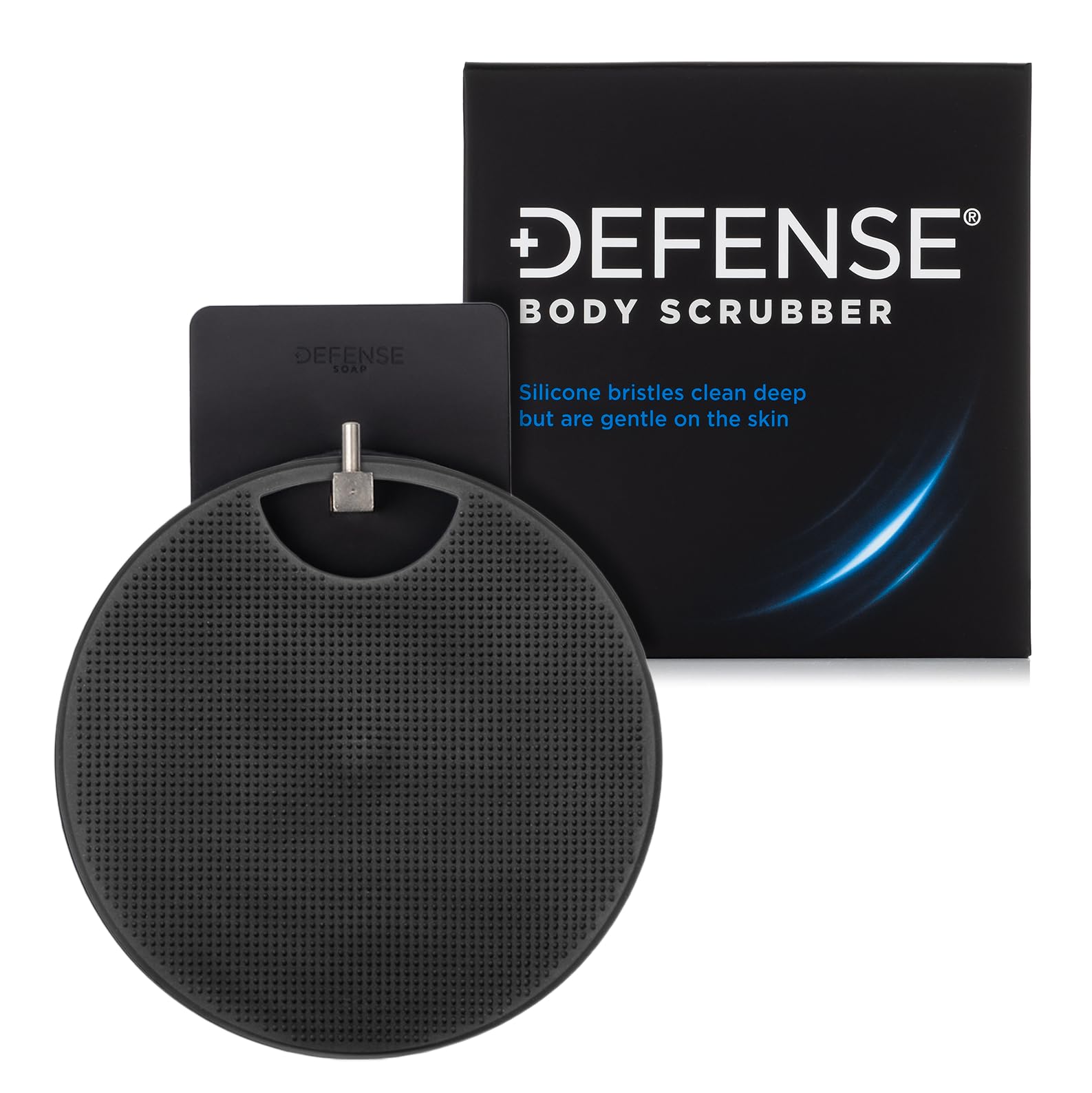 Defense Soap Body Scrubber with Shower Hook Set - Natural Exfoliating Washcloth & Hanging Hook for Gym, Sports & Post-Workout Shower - Perfect for Athletes & Active Lifestyles