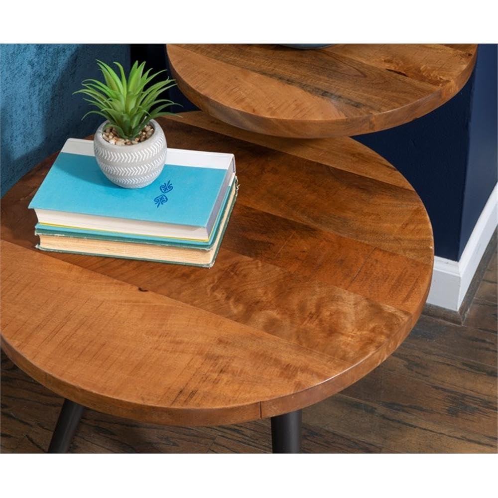Pemberly Row Modern Two-Tiered Metal Side Table - Gunmetal Gray Finish | Stylish End Table for Living Room, Bedroom, or Office Décor