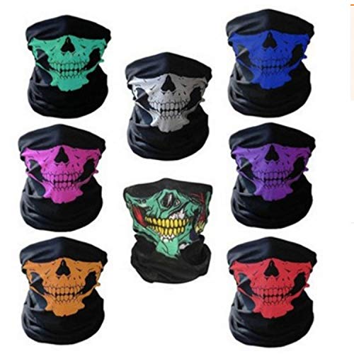 Skull Print Face Mask & Elastic Headband Set - Breathable Seamless Bandana Scarf for Sports, Cycling, Running & Outdoor Activities