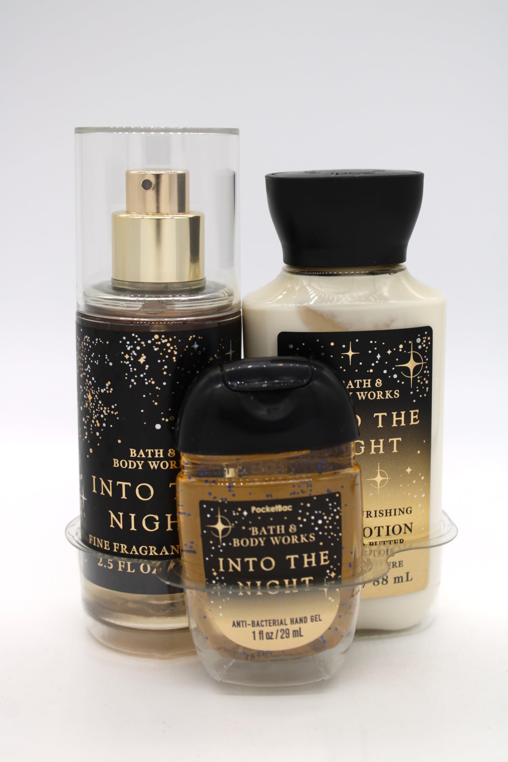 Into the Night (Let's Celebrate) 3-Piece Travel Size Bath & Body Gift Set - Perfect for Holidays, Birthdays & Spa Nights