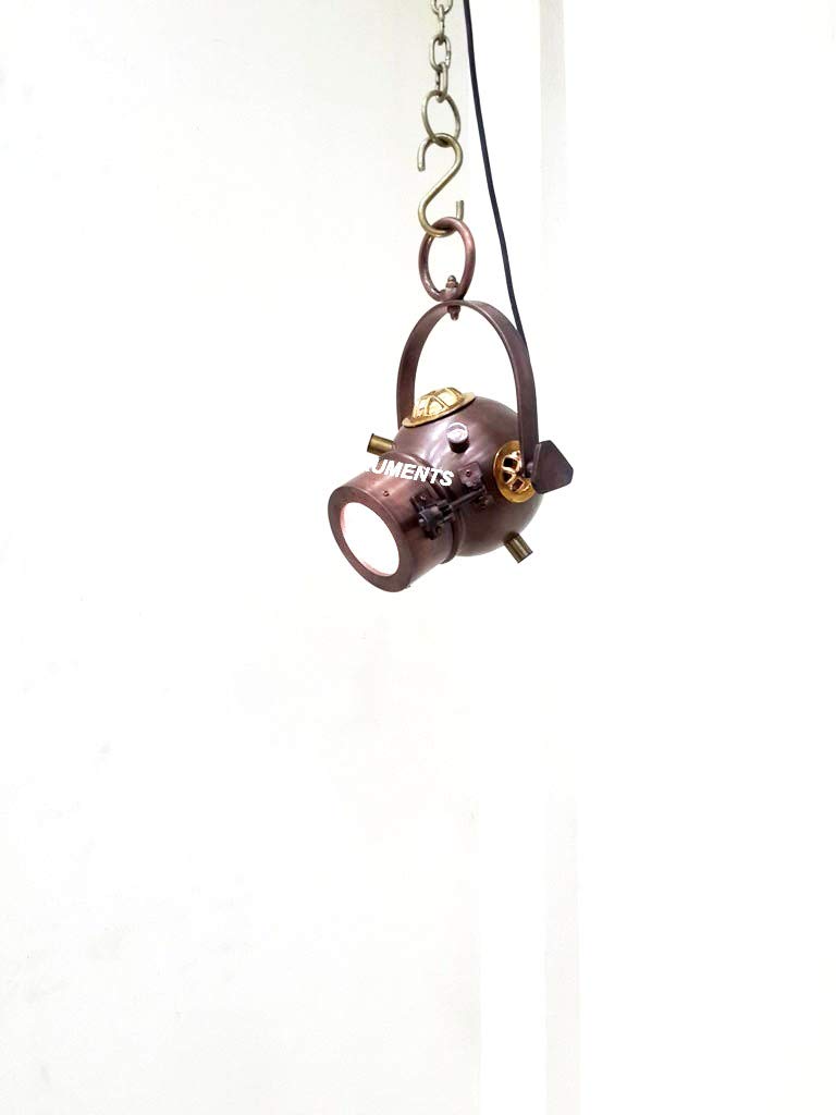Vintage Copper Diving Ceiling Hanging Light - Nautical Pendant Lamp for Rustic Home Decor - Perfect for Living Room, Bedroom, or Beach House Lighting