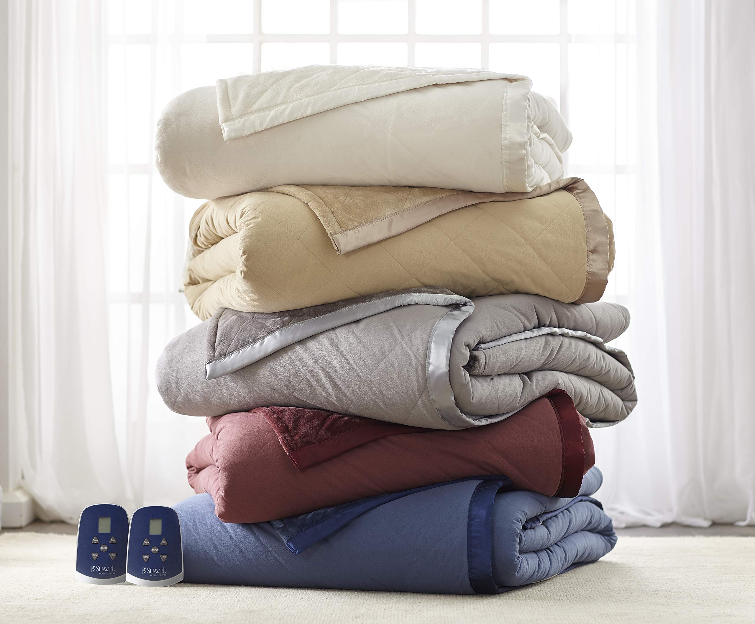 Thermee Micro Flannel Ultra Velvet Heated Blanket - King Size Electric Blanket with 10 Heat Settings, Programmable Timer & Machine Washable - Ultra Soft Warming Throw for Bed, Couch & Office Use - Cream