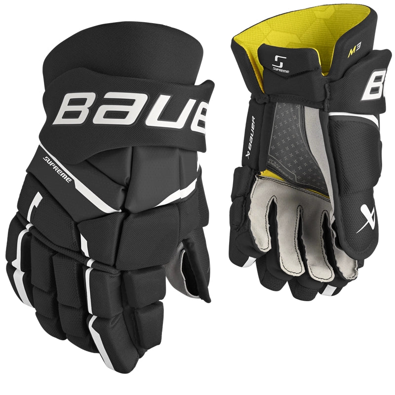 Bauer Supreme M3 Senior Hockey Gloves - Left & Right Hand - Durable Protection for Ice Hockey Players - Perfect for Games, Practice & Training