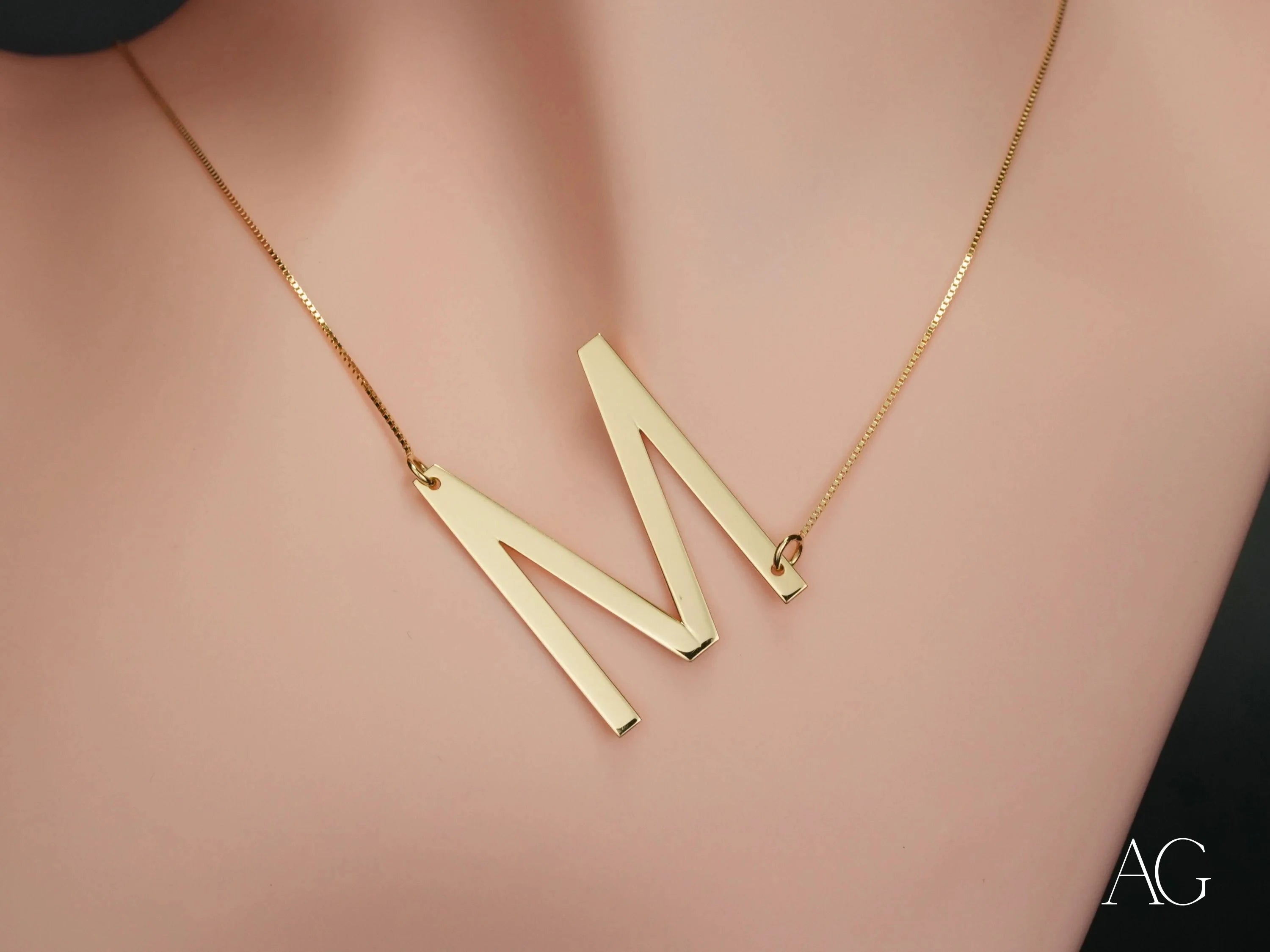 Personalized Initial Letter Pendant Necklace - Custom Name Necklace with 18
