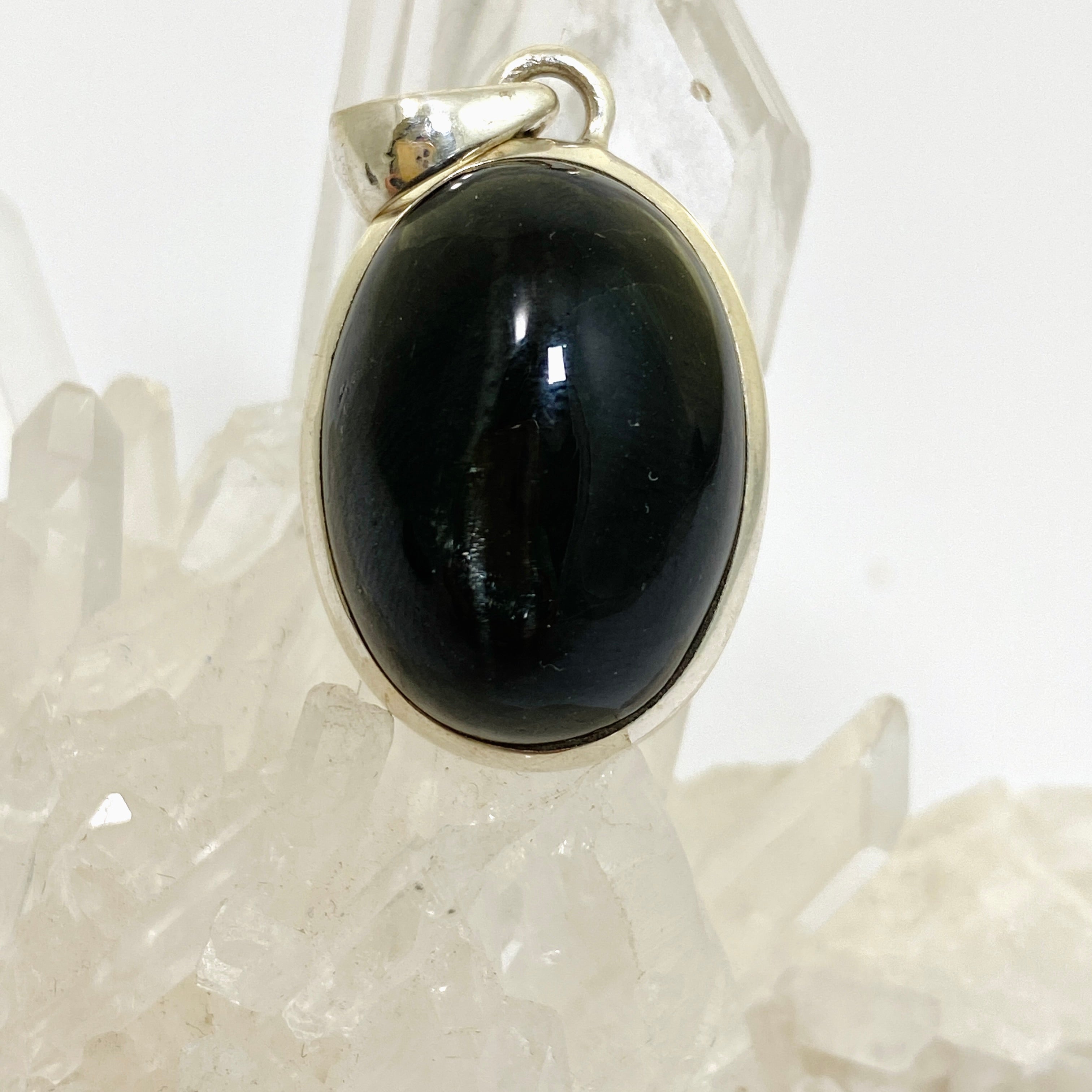 Natural Black Star Diopside Oval Cabochon Pendant Necklace - Premium Gemstone Jewelry for Women - Perfect for Evening Parties & Special Occasions