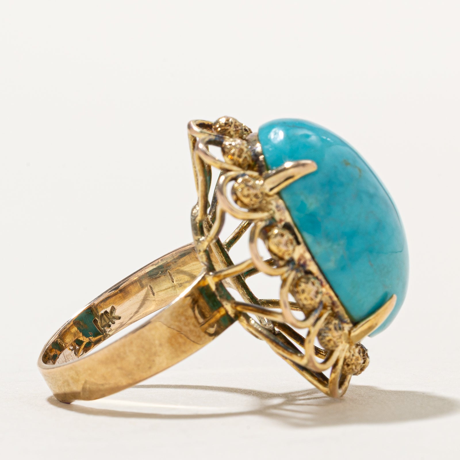 11.50ct Genuine Treated Turquoise Cocktail Ring - Size 5 | Elegant Statement Jewelry for Women | Perfect for Parties, Weddings & Special Occasions