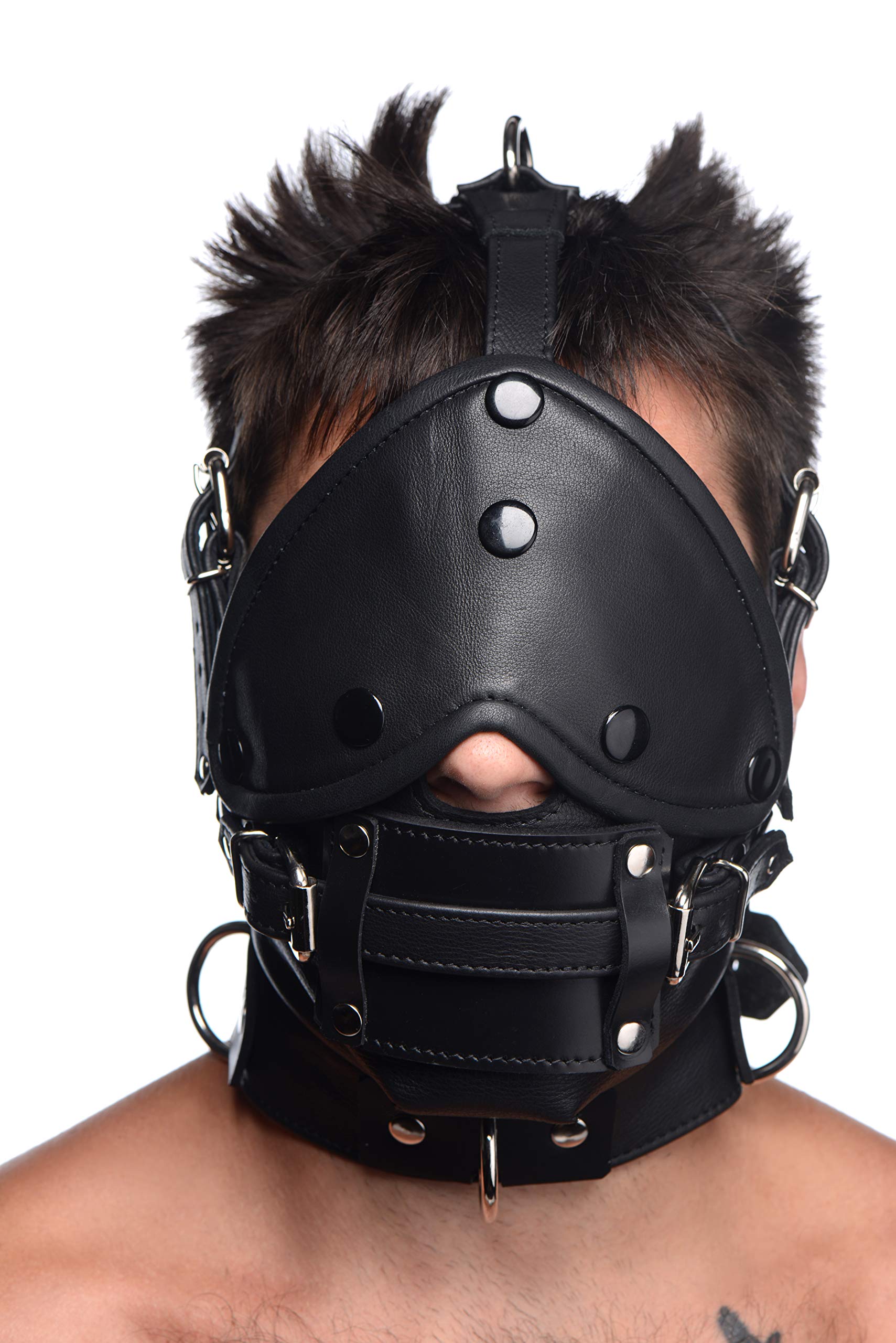 Premium Leather Head Harness with Detachable Gag - BDSM Restraint Gear for Adults, Bondage Accessories for Role Play & Sensory Play