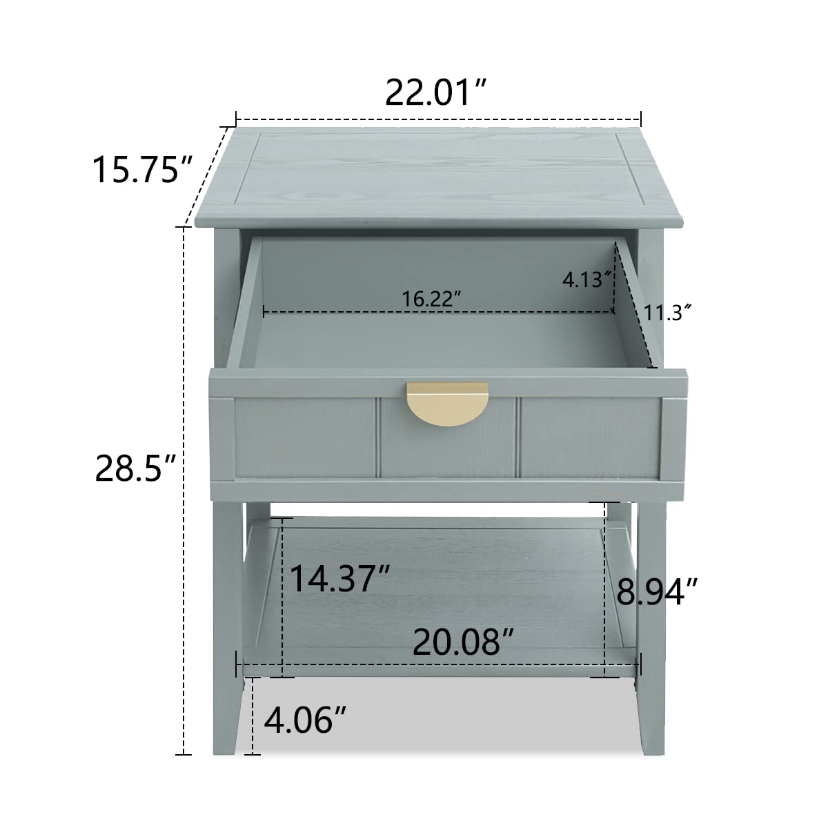Mid Century Modern Nightstand with 2 Drawers & Shelf Storage - Wood Accent End Table with Metal Handles for Bedroom & Living Room - Olive Green - Perfect for Small Spaces & Apartment Decor