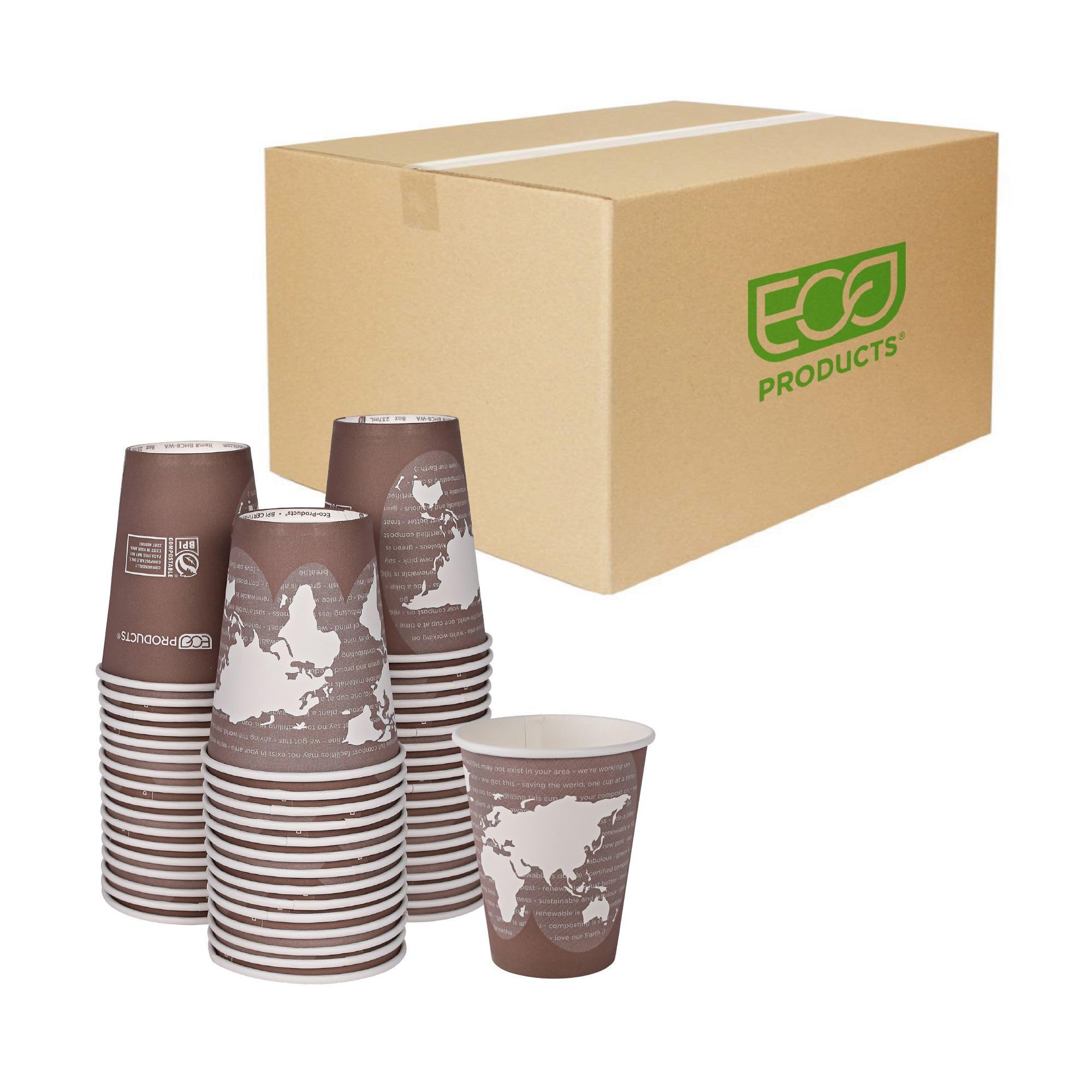 ECO-Friendly Compostable 8oz Disposable Coffee Cups - 1000 Count Case, Plant-Based PLA Lining, Color Coded for Easy Sorting | Perfect for Offices, Cafés, and Eco-Conscious Events