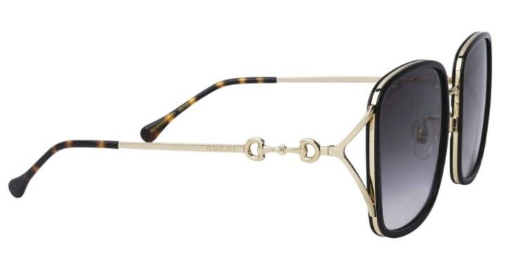 Gucci GG 1016SK 001 Gradient Black/Gray Oversized Metal Square Women's Sunglasses - UV Protection Fashion Shades for Women, Perfect for Beach, Driving & Outdoor Activities
