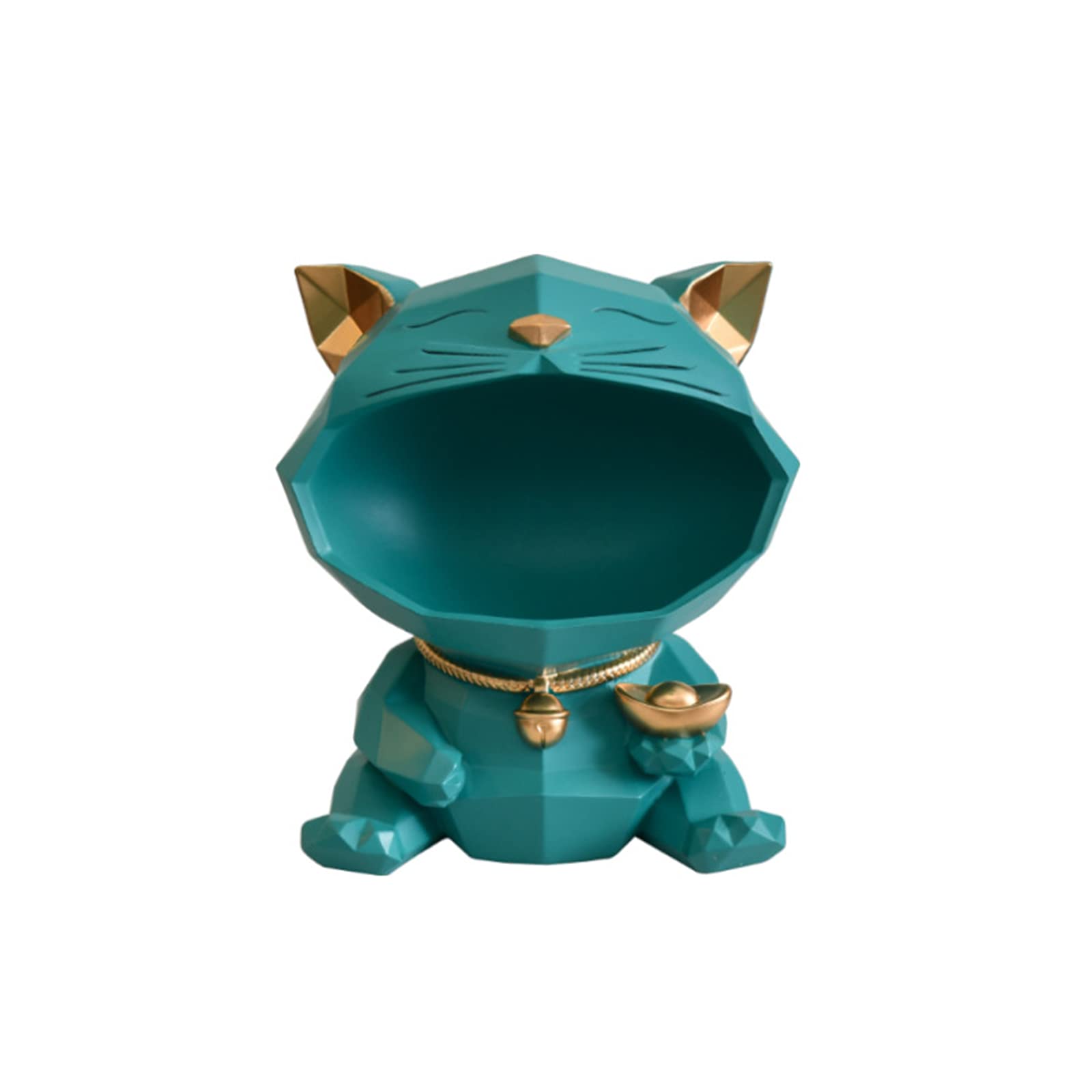 Large Mouth Cat Resin Storage Bowl - Jewelry Tray, Key Holder & Home Decor Figurine | Multi-Purpose Candy & Snack Organizer | Green Decorative Container for Living Room, Bedroom & Office