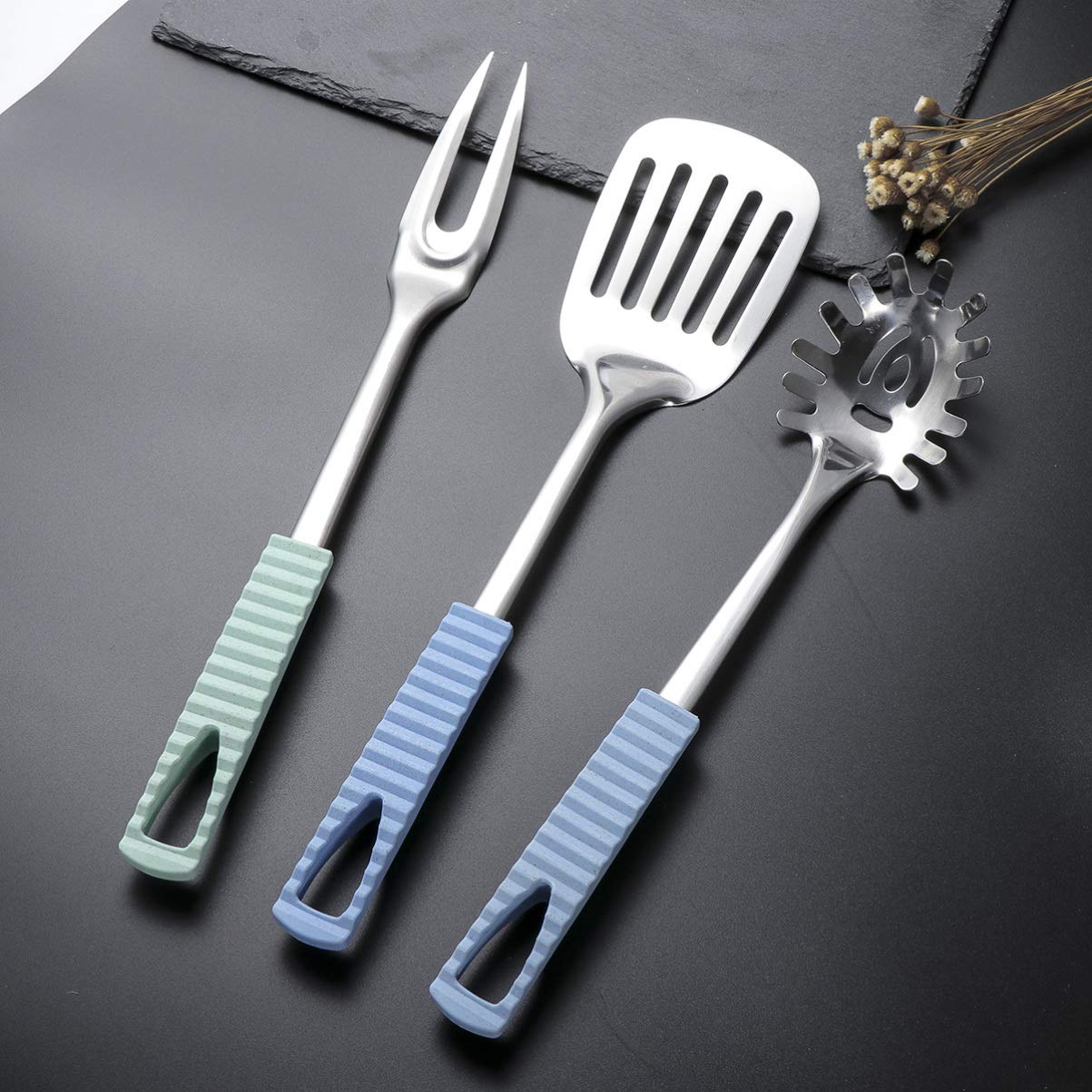 Premium Kitchen Utensils Set - Stainless Steel Cookware & Tableware Accessories for Cooking, Baking, Serving - Ideal for Home Chefs & Dinner Parties