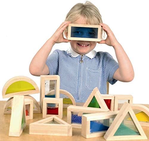 **16-Piece Wooden Building Blocks Set for Kids - Sensory Wood Rainbow Stacking Blocks, Construction & Educational Toys for Toddlers & Preschoolers - Perfect for Boys & Girls Gifts, Classroom Learning & Playroom Fun**