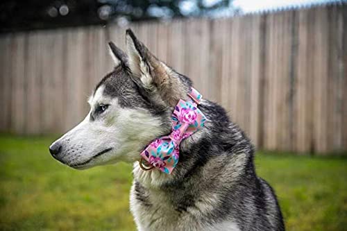Floral Rose Print Adjustable Dog Collar with Bow Tie - Soft Pet Collar for Small, Medium & Large Dogs - Perfect for Daily Walks, Special Occasions & Photo Shoots