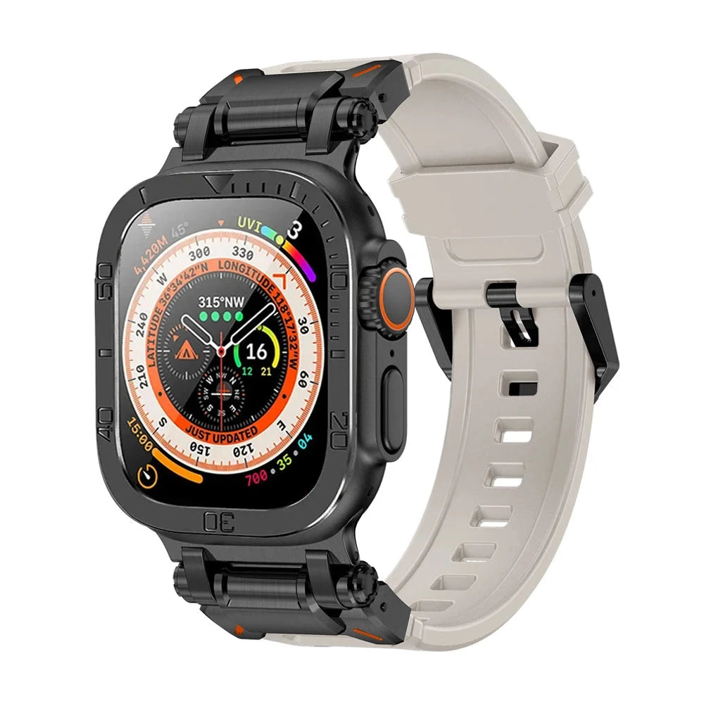 Durable Silicone Band with Stainless Steel Case & Tempered Glass - Perfect for Outdoor Sports, Fitness & Everyday Wear