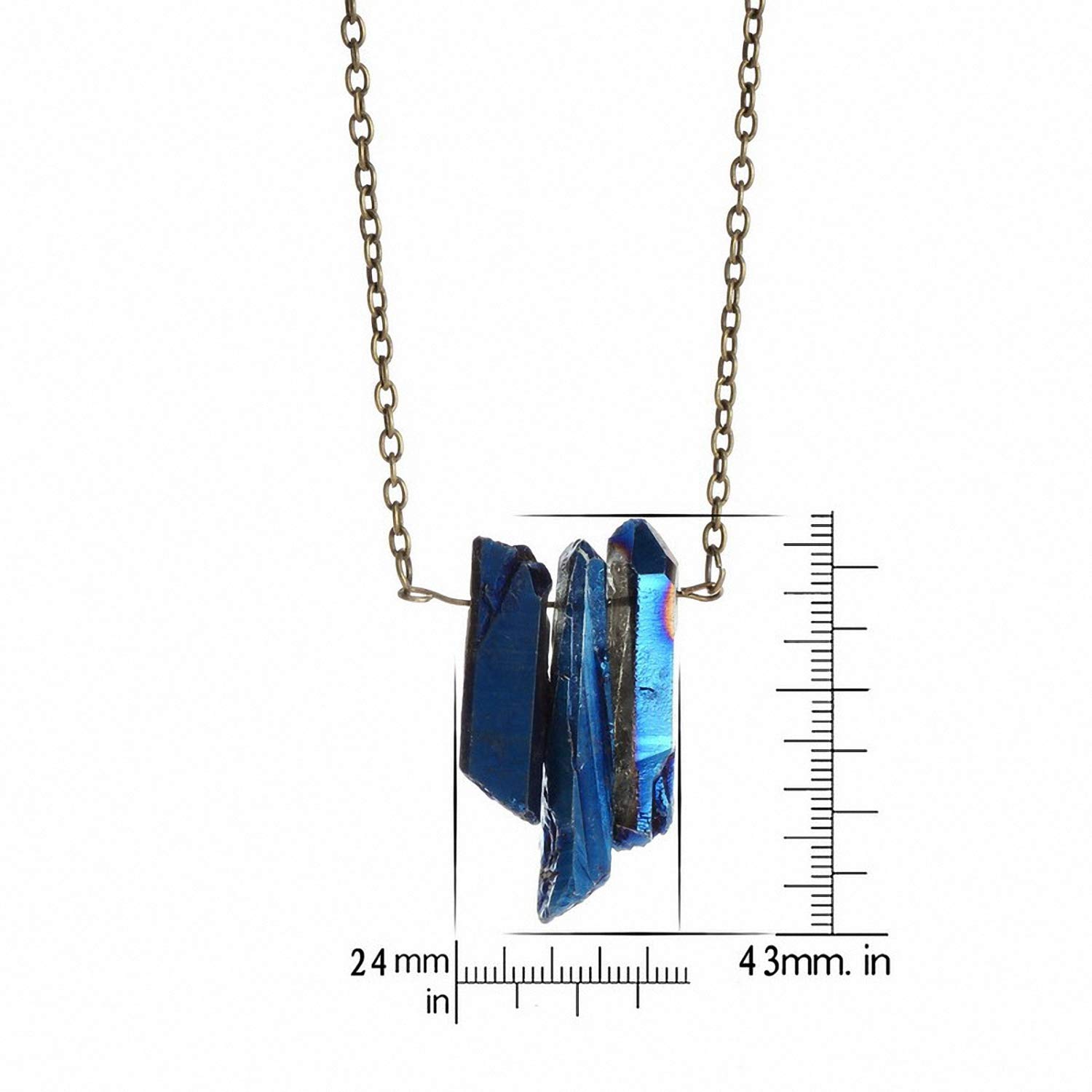 Rainbow Aura Quartz Necklace for Women – Healing Crystal Raw Stone Spike Druzy Pendant – Spiritual Jewelry for Meditation, Yoga & Energy Healing