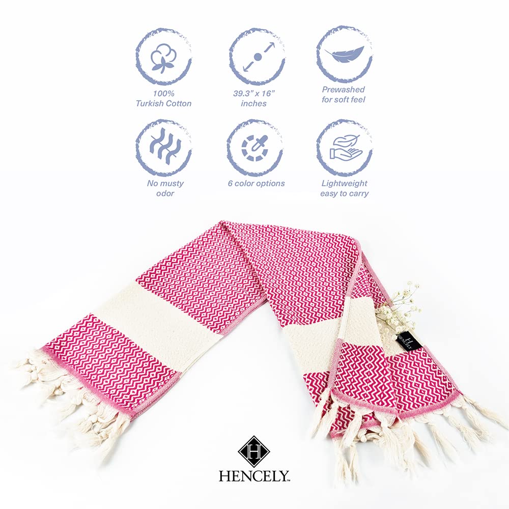 Premium Turkish Cotton Hand Towel Set of 2 - Soft & Absorbent Diamond Pattern Bath Towels (Pink) for Spa, Bathroom & Guest Use