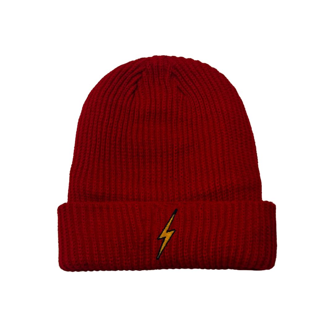 Bolt Rib Beanie for Men & Women - Soft Winter Knit Hat in Red - Perfect for Skiing, Snowboarding & Cold Weather Activities