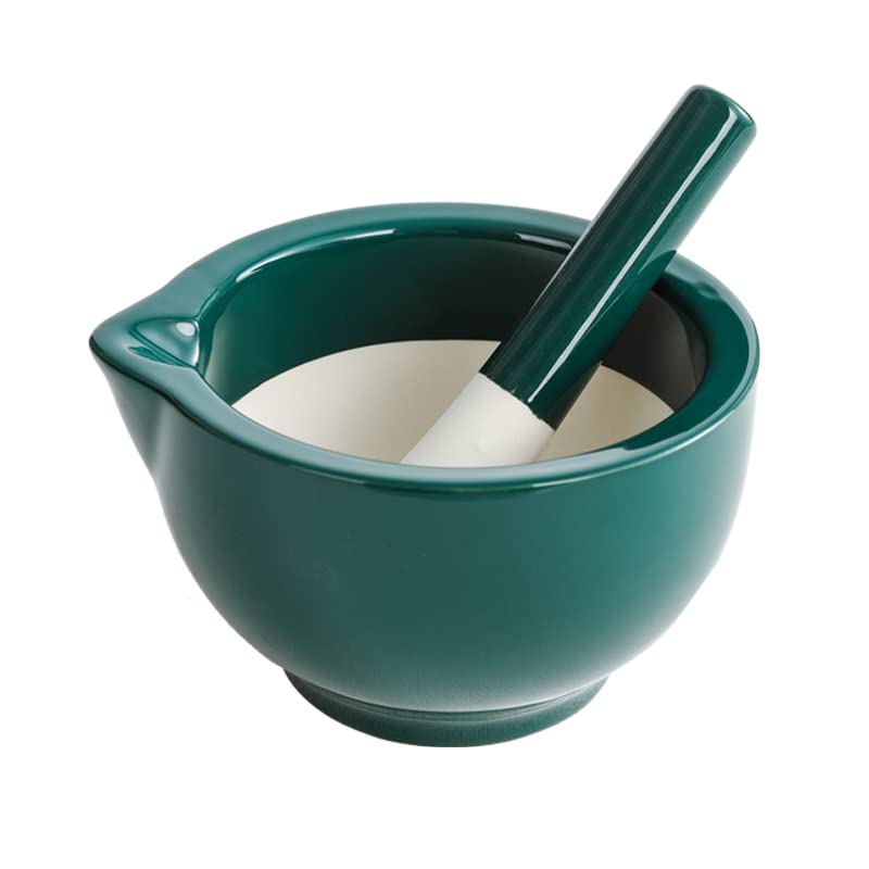 Premium Porcelain Mortar and Pestle Set - Spice Grinder, Garlic Crusher & Herb Mixing Bowl - Durable Kitchen Tool for Restaurants & Home Cooking (Green) | Perfect for Grinding Spices, Crushing Garlic & Mixing Herbs