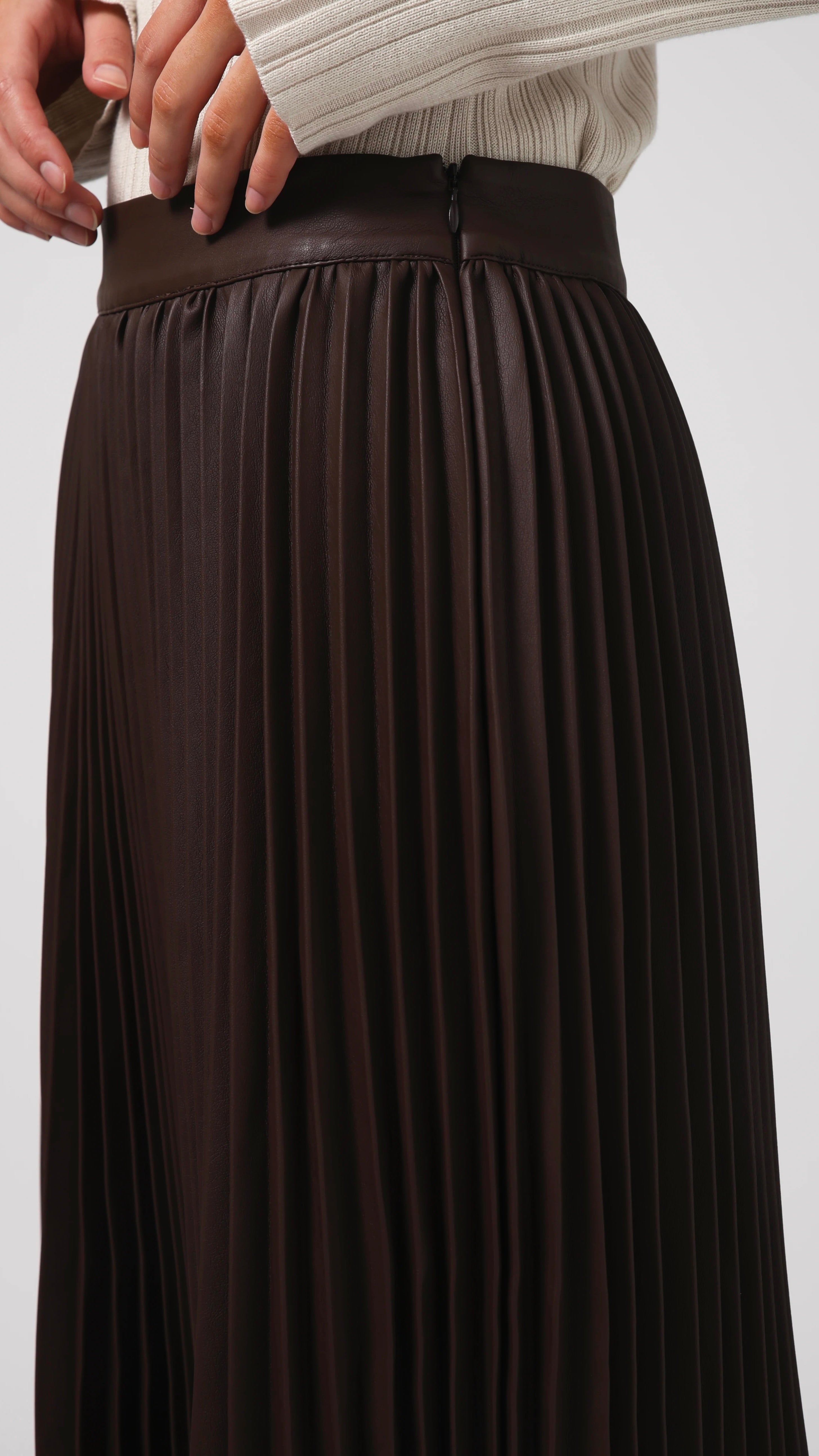 Julia Skirt Chocolate Brown - Women's A-Line Midi Skirt with Pockets for Work, Office, and Casual Outfits | Perfect for Fall and Winter Wardrobe