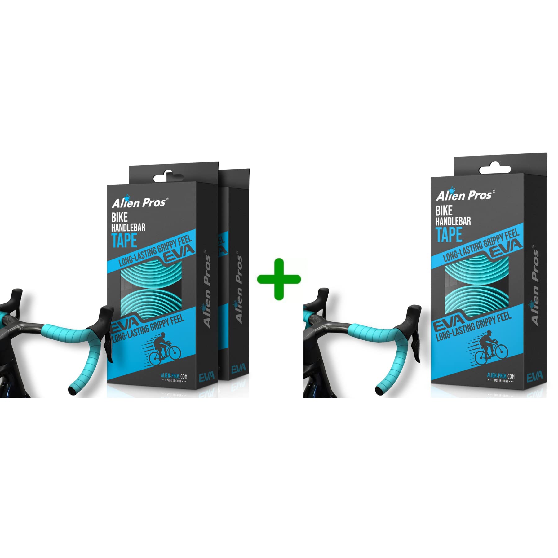 ALIEN PROS Set of 6 Bianchi Green Bike Handlebar Tape - Premium EVA Foam Handlebar Wrap for Comfortable Cycling | Perfect for Road Bikes, Mountain Bikes & Commuter Bikes