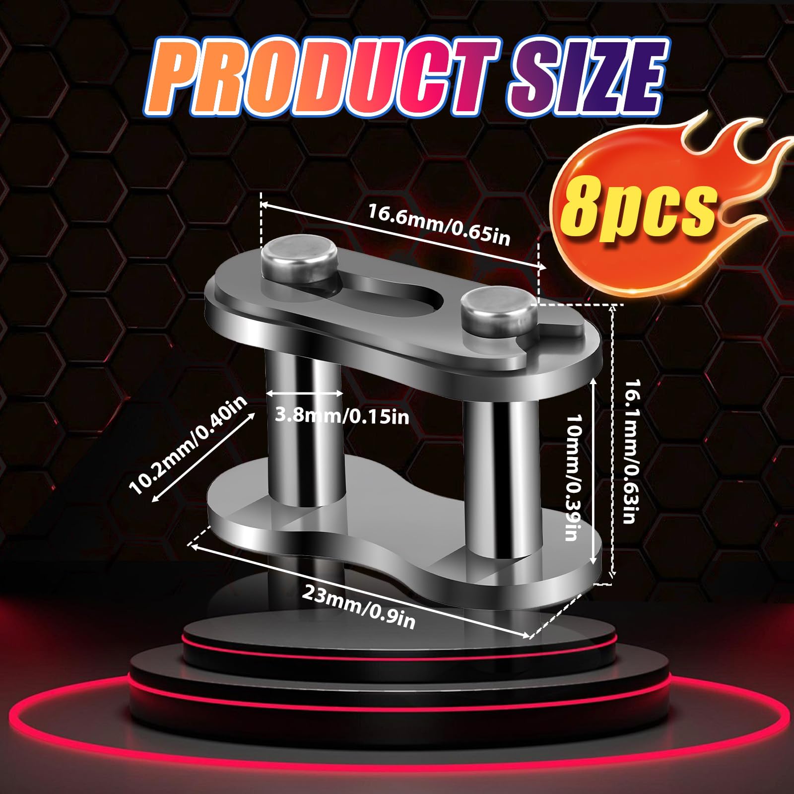 8 Pcs Heavy Duty #40 Chain Master Links - Steel Alloy Roller Bike Bicycle & Motorcycle Chain Connectors - Replacement for Bike, Mini Karting, Pit Scooter - Perfect for Off-Road, Mountain Biking & Motorcycle Maintenance