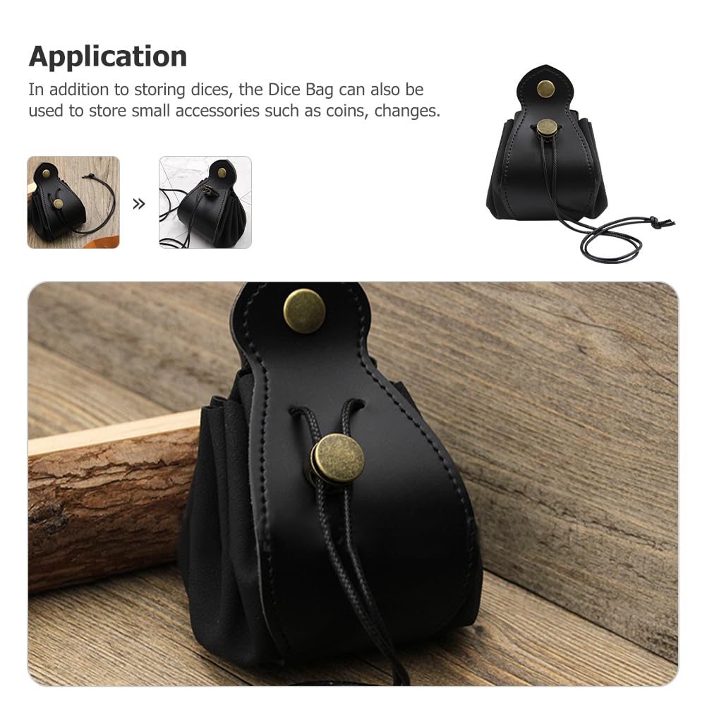 Genuine Leather Dice Storage Bag with Drawstring & Button - Decorative Tray for D&D Dice, Jewelry, Coins & Accessories | Perfect for Tabletop Gaming, Travel & Organizing Small Items
