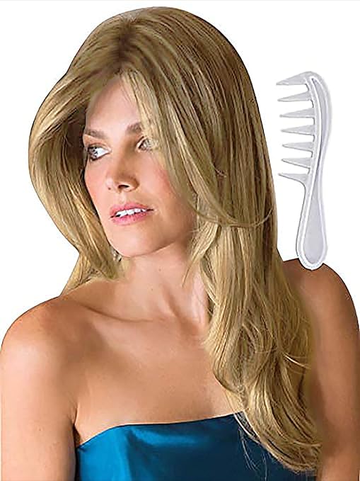 Rene of Paris Noriko Angelica Synthetic Wig with Wig Lift Comb - Butter Pecan Color - 2-Piece Hair Bundle for Cosplay, Costume Parties & Everyday Wear