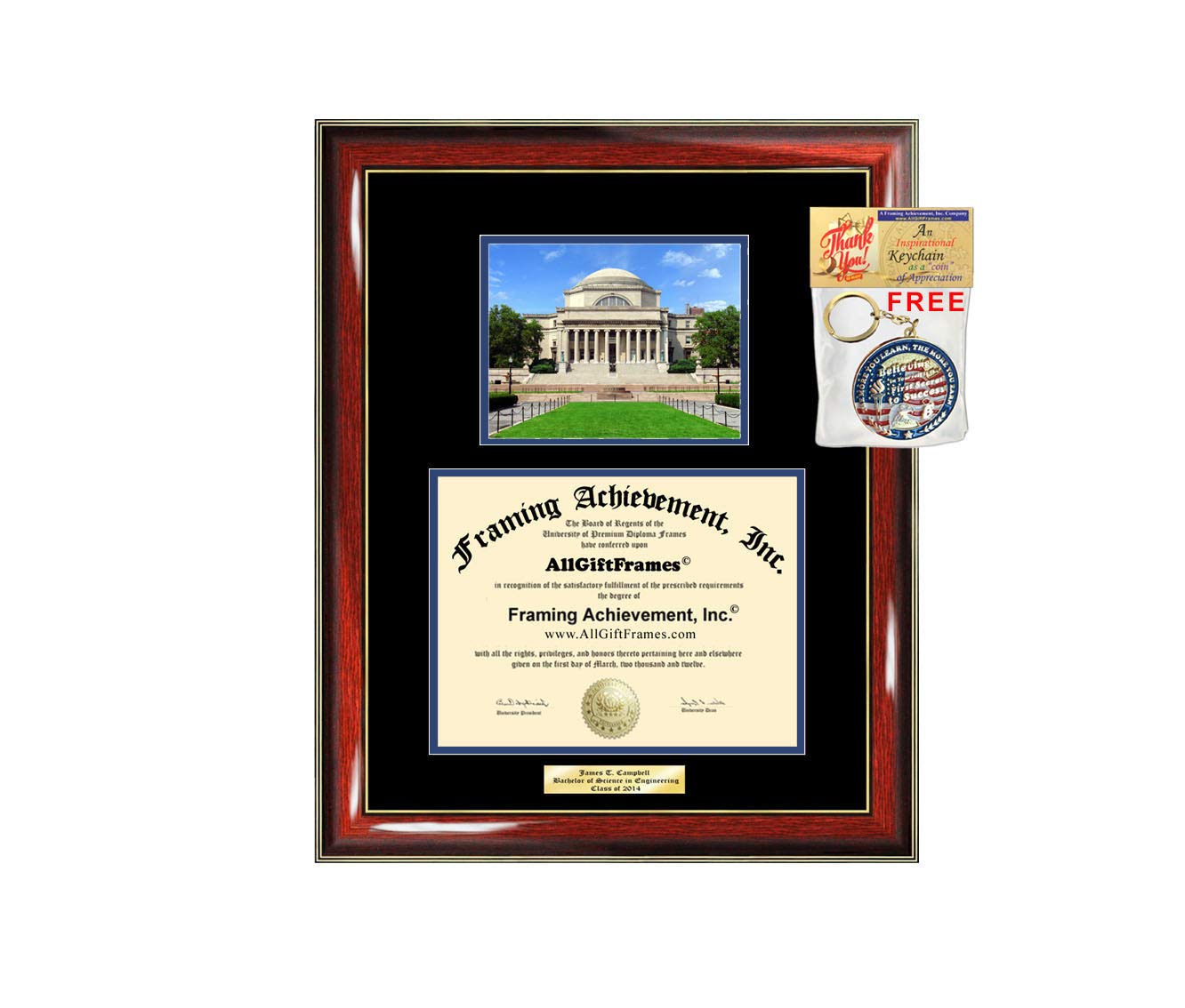 Columbia University Diploma Frame - Personalized Graduation Gift with Engraving & Campus Photo - Large Document Frame for Degree Display - Perfect for Office Decor, Graduation Party & Alumni Gifts