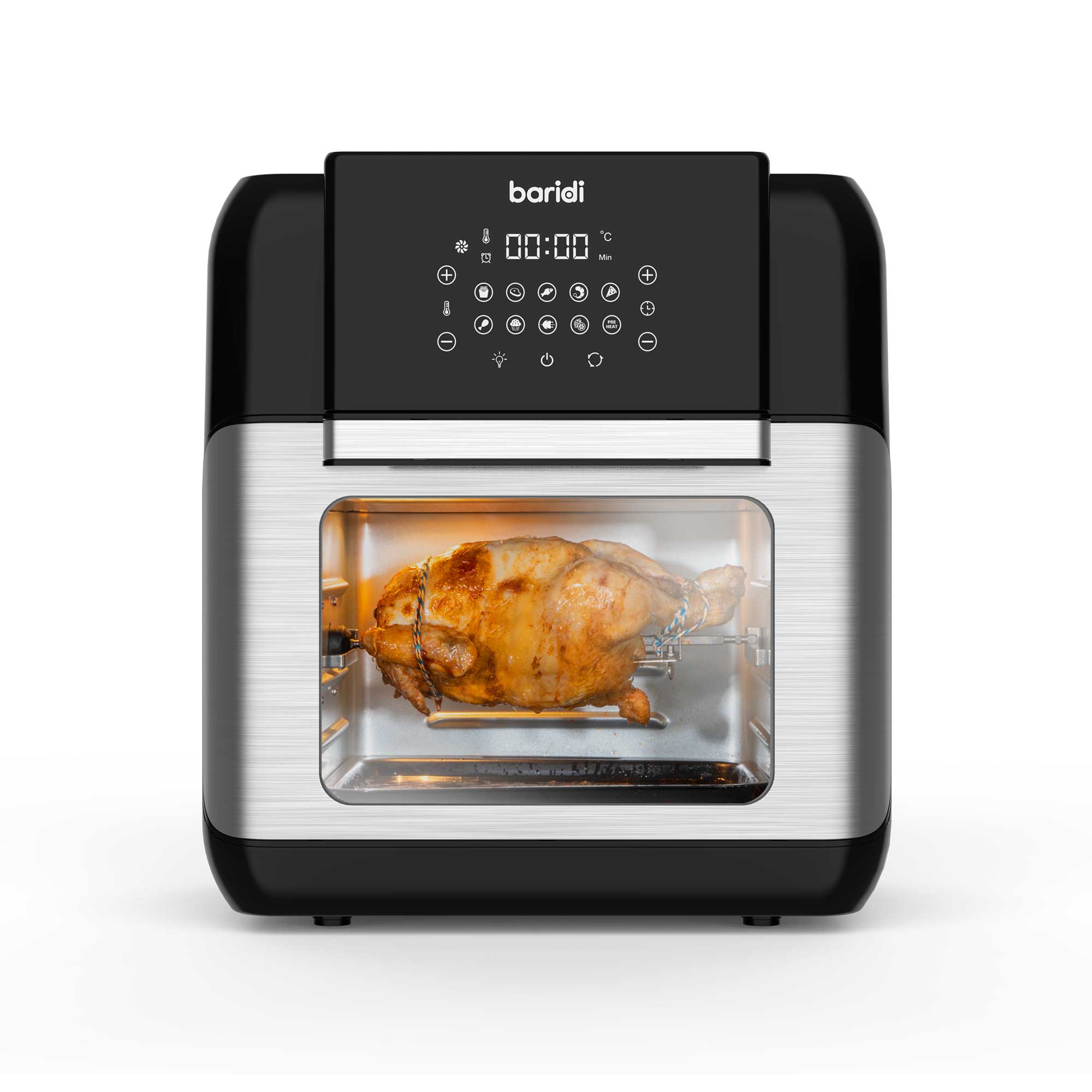 Baridi 1500W 12L Large Air Fryer with Rotisserie & Grill - 10-in-1 Multi-Function Oven with Accessory Kit - Perfect for Family Cooking, Healthy Meals & Party Snacks