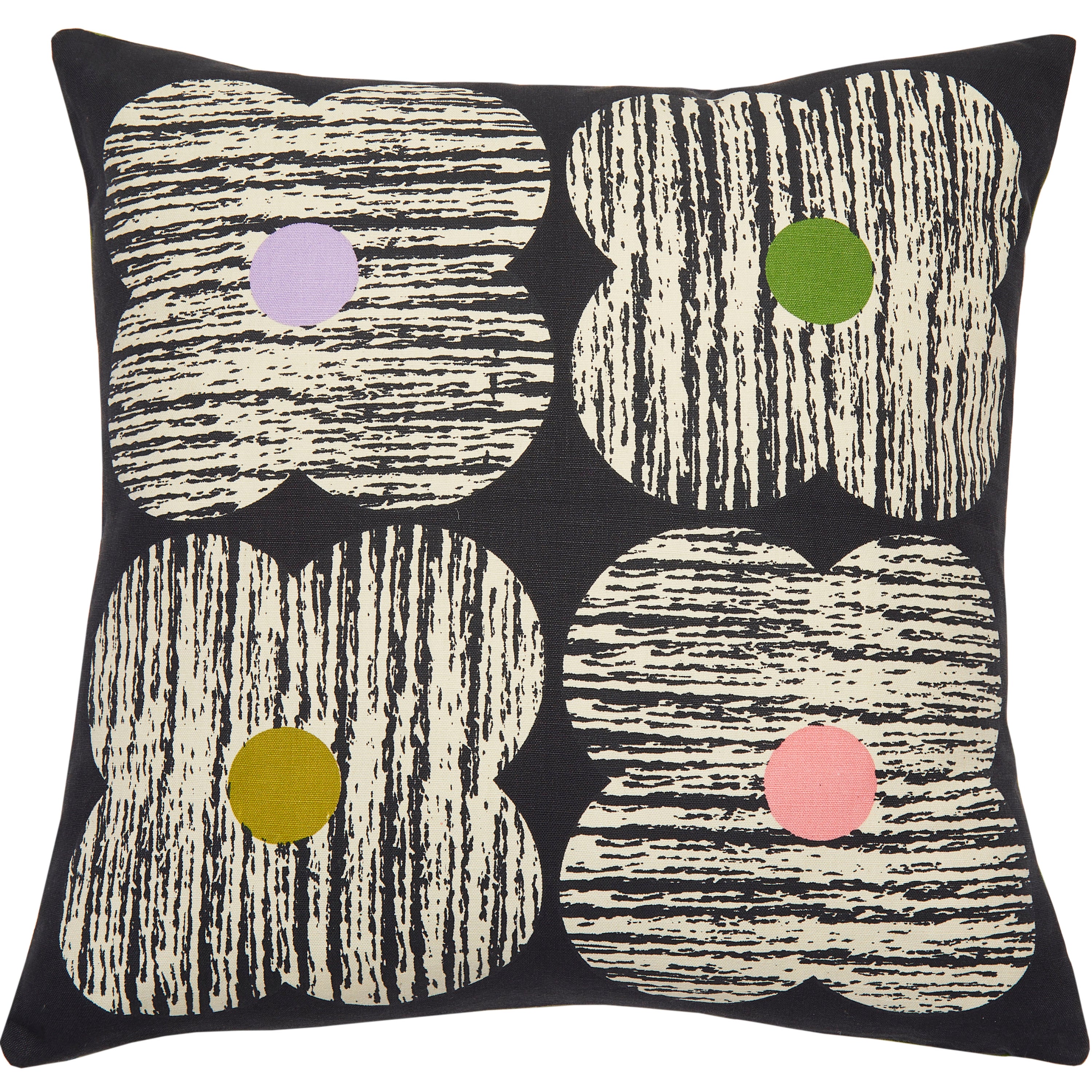 Orla Kiely Textured Flower Cushion Cover - Slate Gray Home Decor Pillow Case for Sofa, Bed, Living Room & Nursery